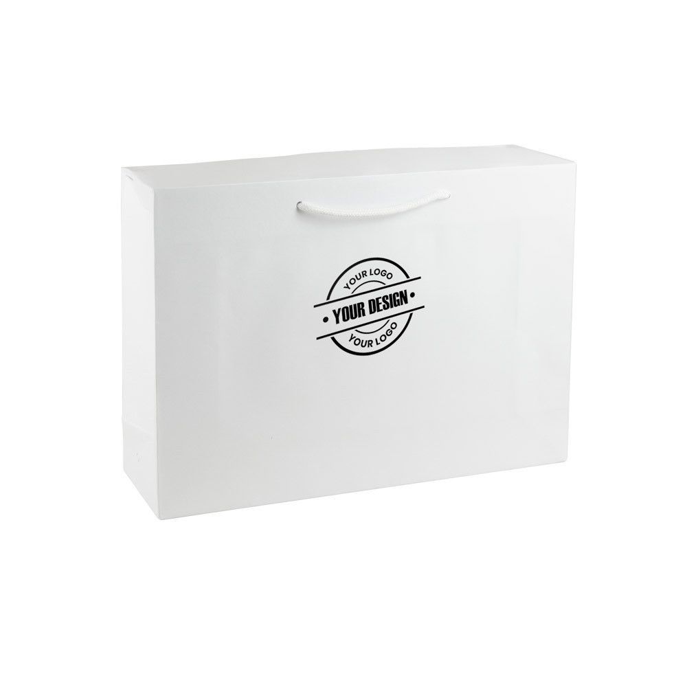 Borse-scatola colore bianco con stampa a caldo