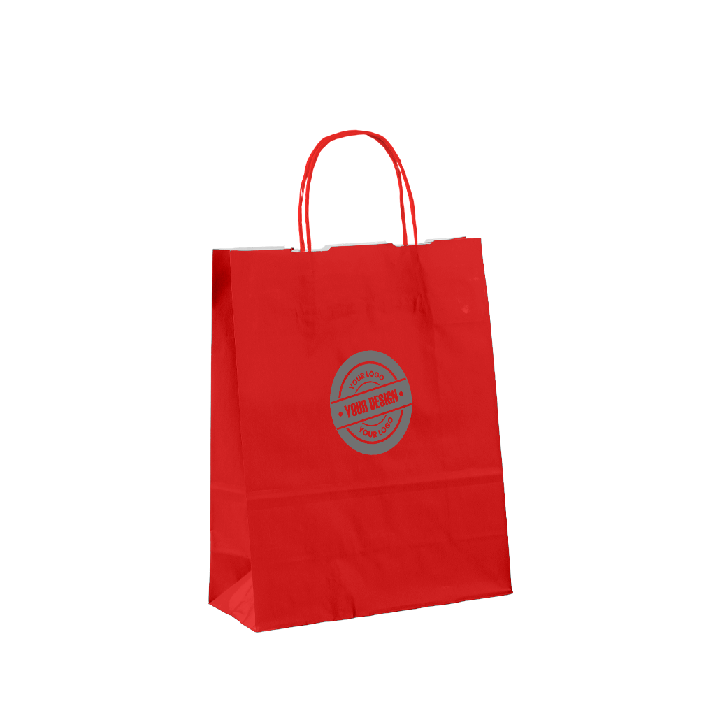 Bags with twisted handle red color