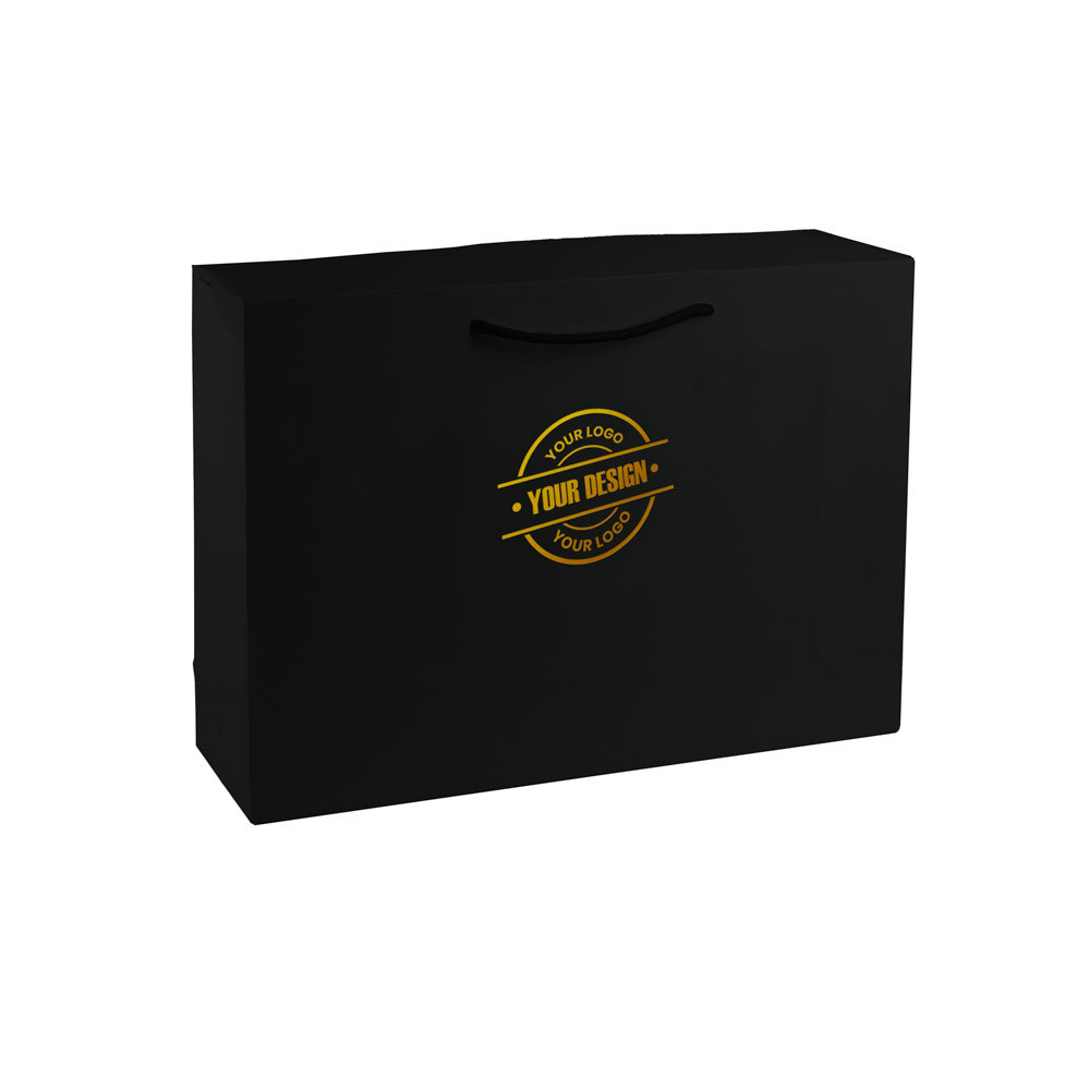 Borse-scatola colore nero con stampa a caldo