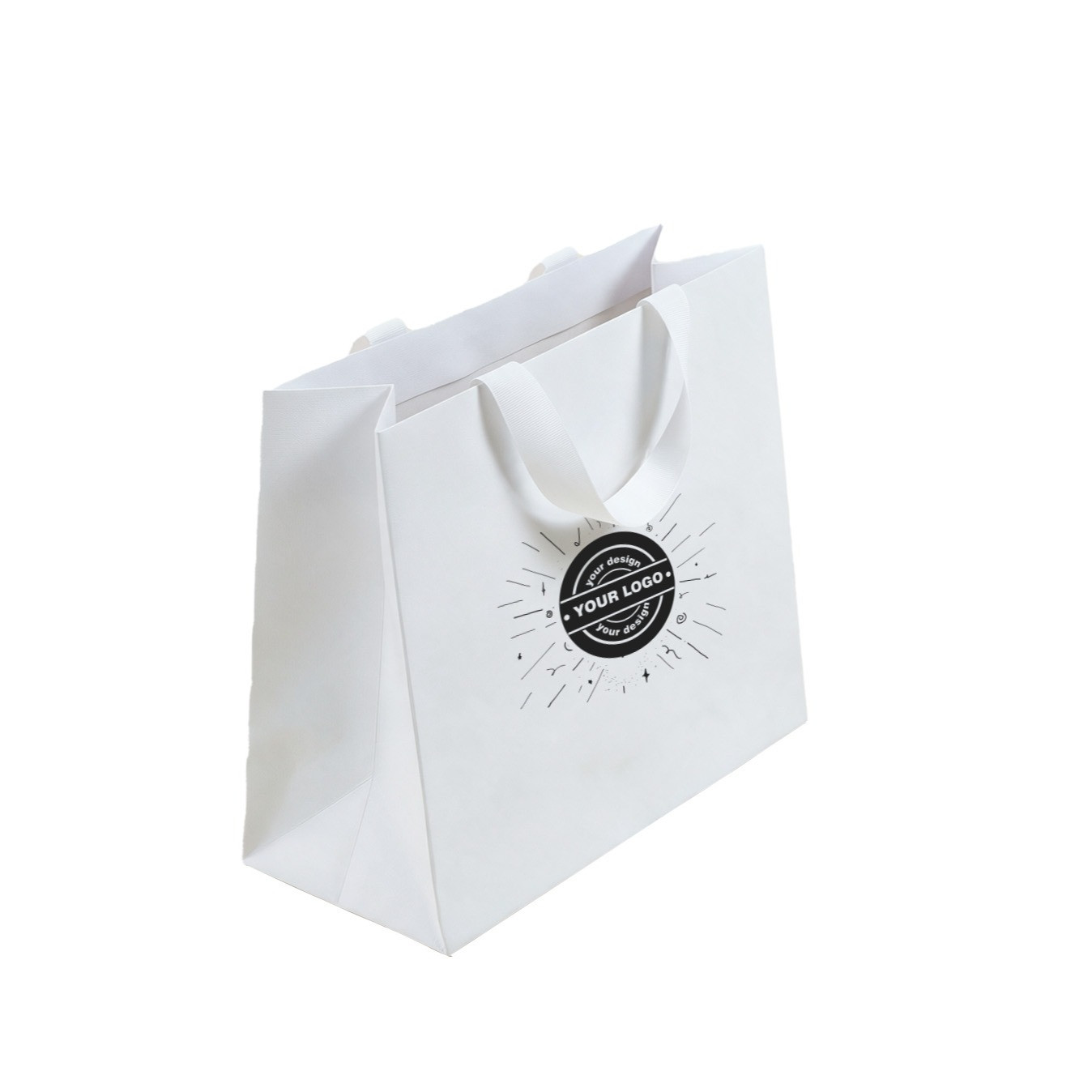 White paper bags with hidden grip – 1-color printing